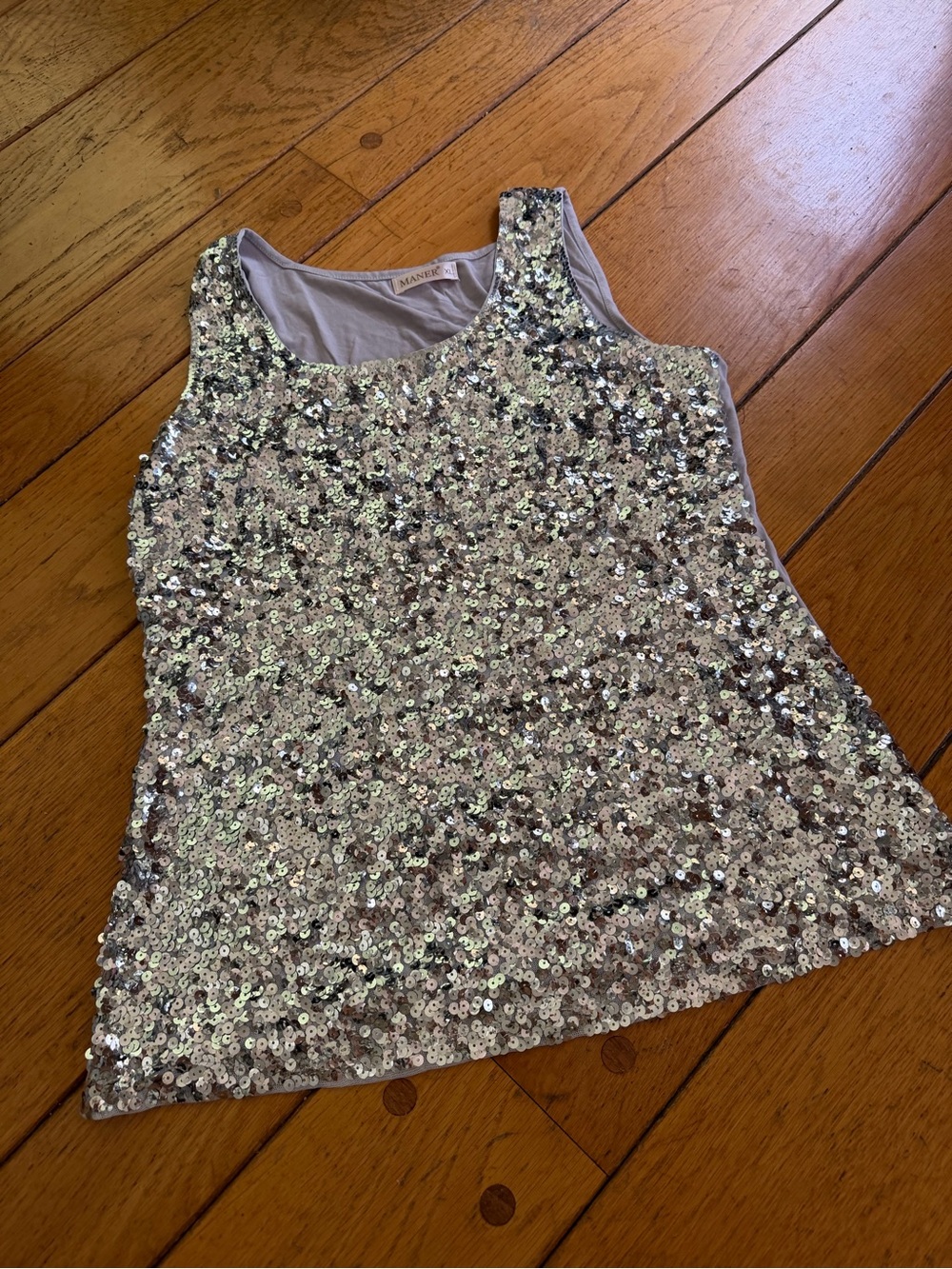 Sparkling Silver Sequin Tank Top